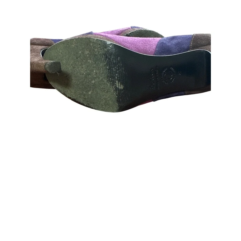 Boden Suede Leather T Strap High‎ Heel Pumps Brown Purple Retro Womens Shoes - Picture 5 of 6